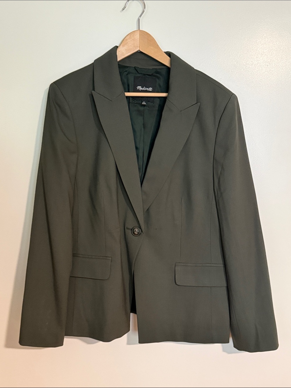 Madewell Dark Olive Single-Button Blazer 16